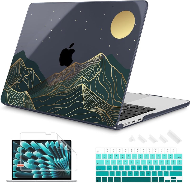 Mektron Designed for 2025/2024/2023 MacBook Air 15 INCH M4 A3241 /M3 A3114 /M2 A2941 Case, Printed Plastic Hard Shell Cover with 15.3" Liquid Retina Display Touch ID, Abstract Mountain C112 - Image 1